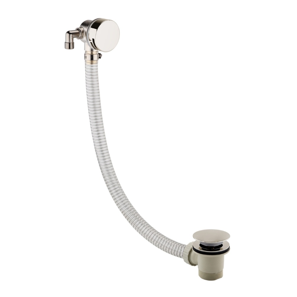JTP Grosvenor Cross Nickel Slimline Exofil Bath Filler With Click Clack Waste Cut Out